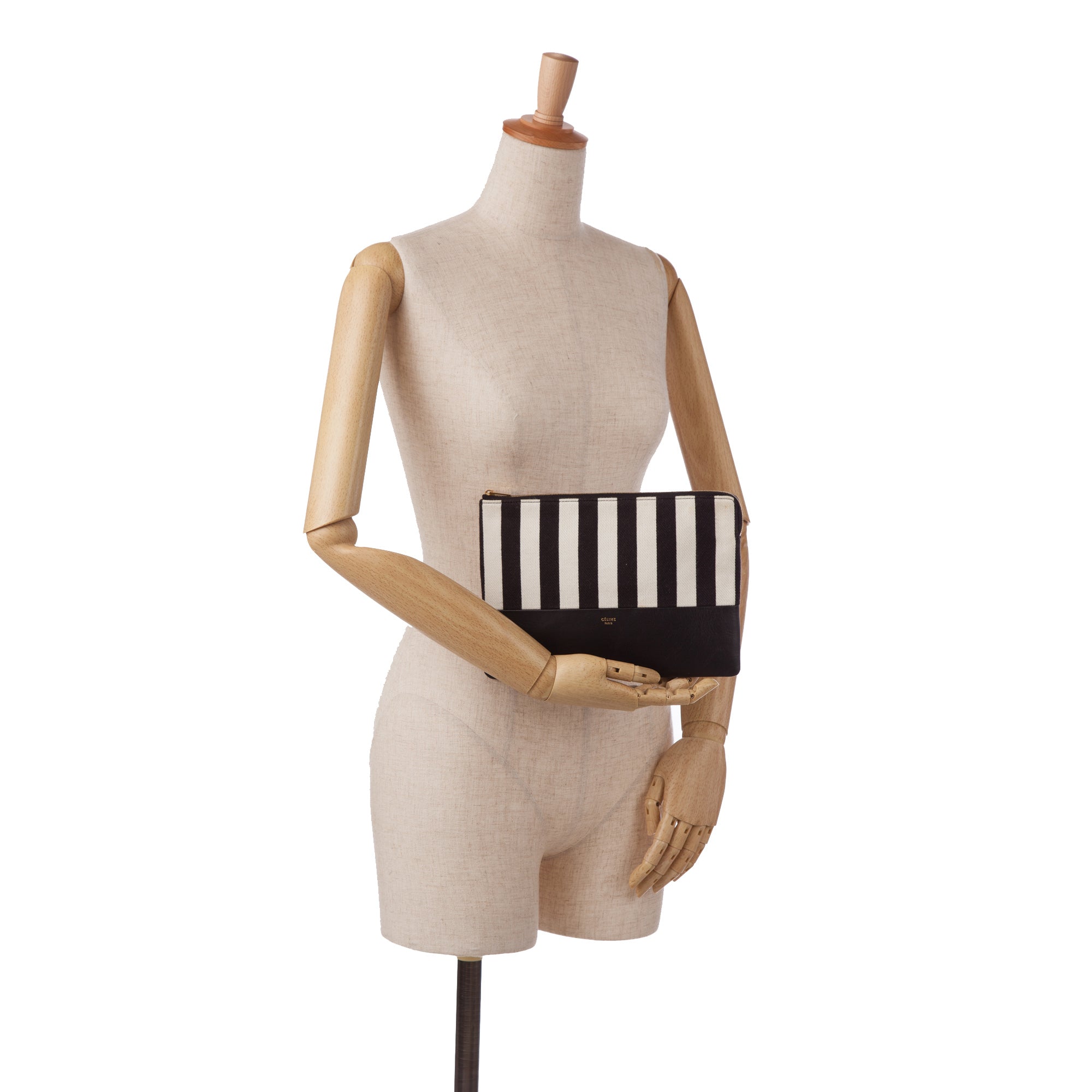 Black Celine Striped Solo Pouch Clutch Bag – Designer Revival