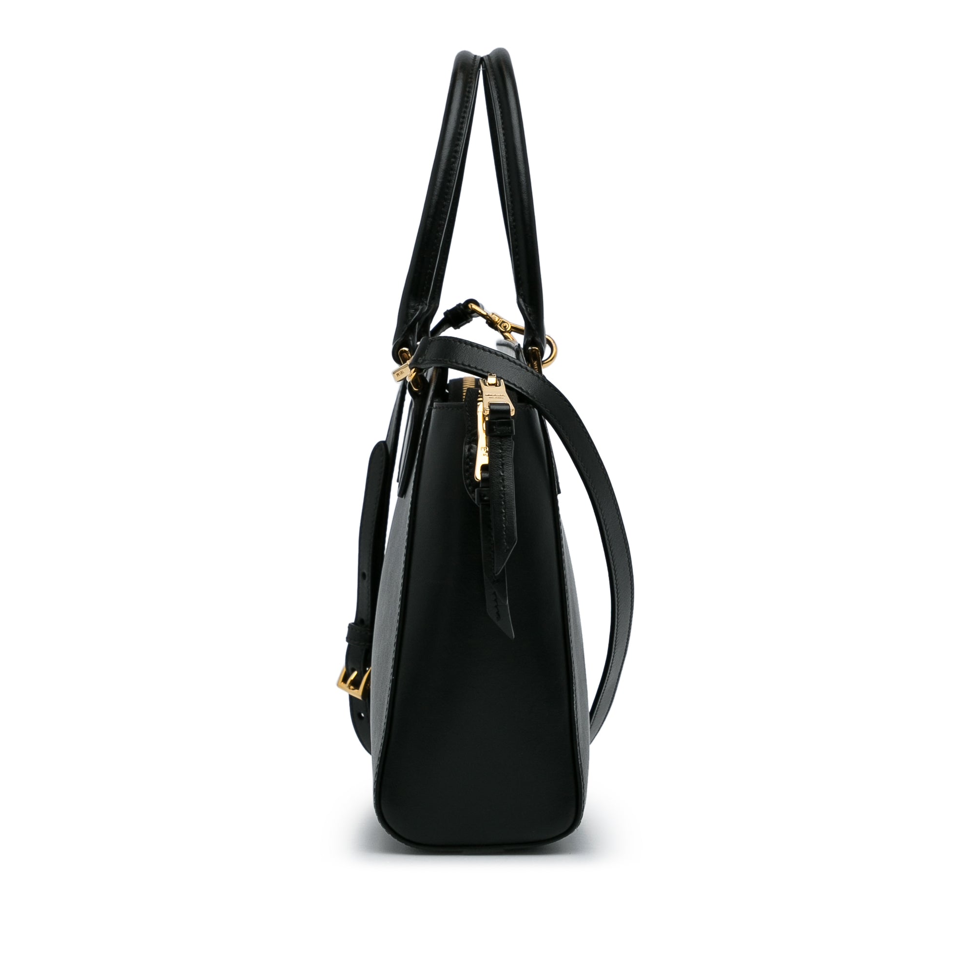 Black Prada Saffiano Double Turnlock Satchel – Designer Revival