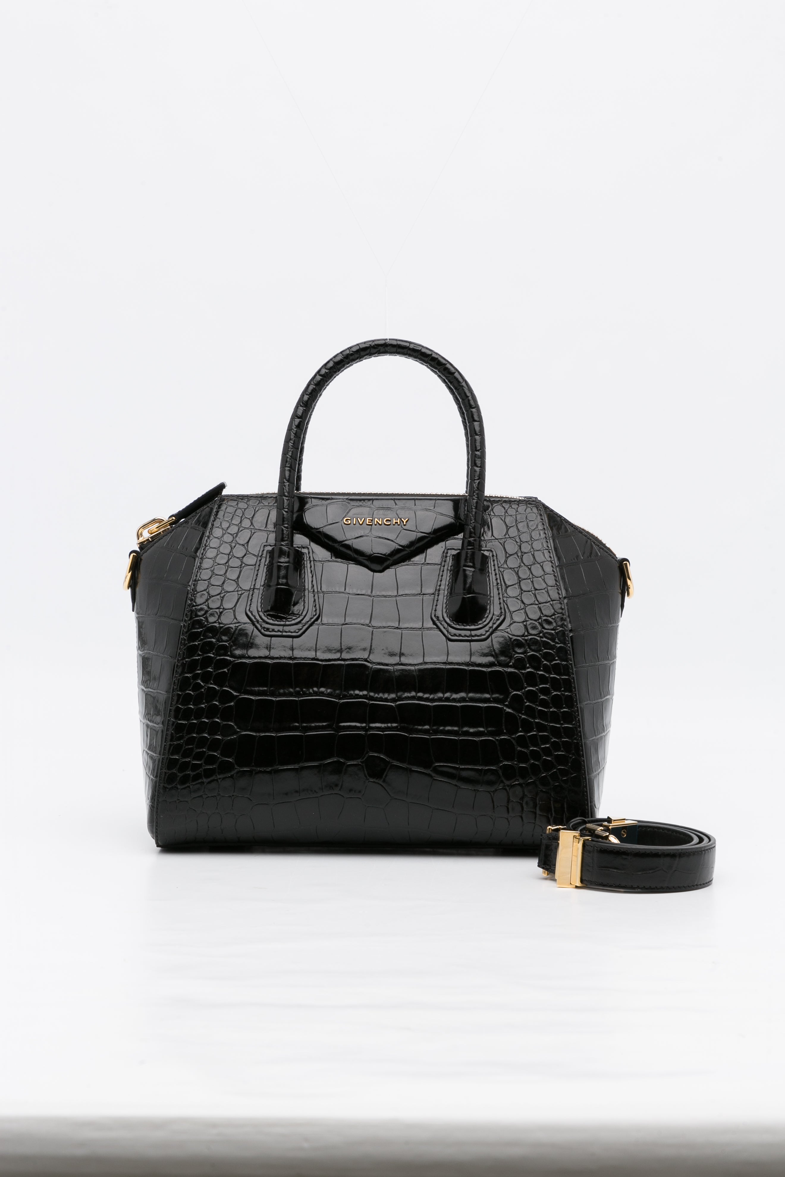 Givenchy Nano Antigona Satchel Bag in Crocodile-Embossed Leather
