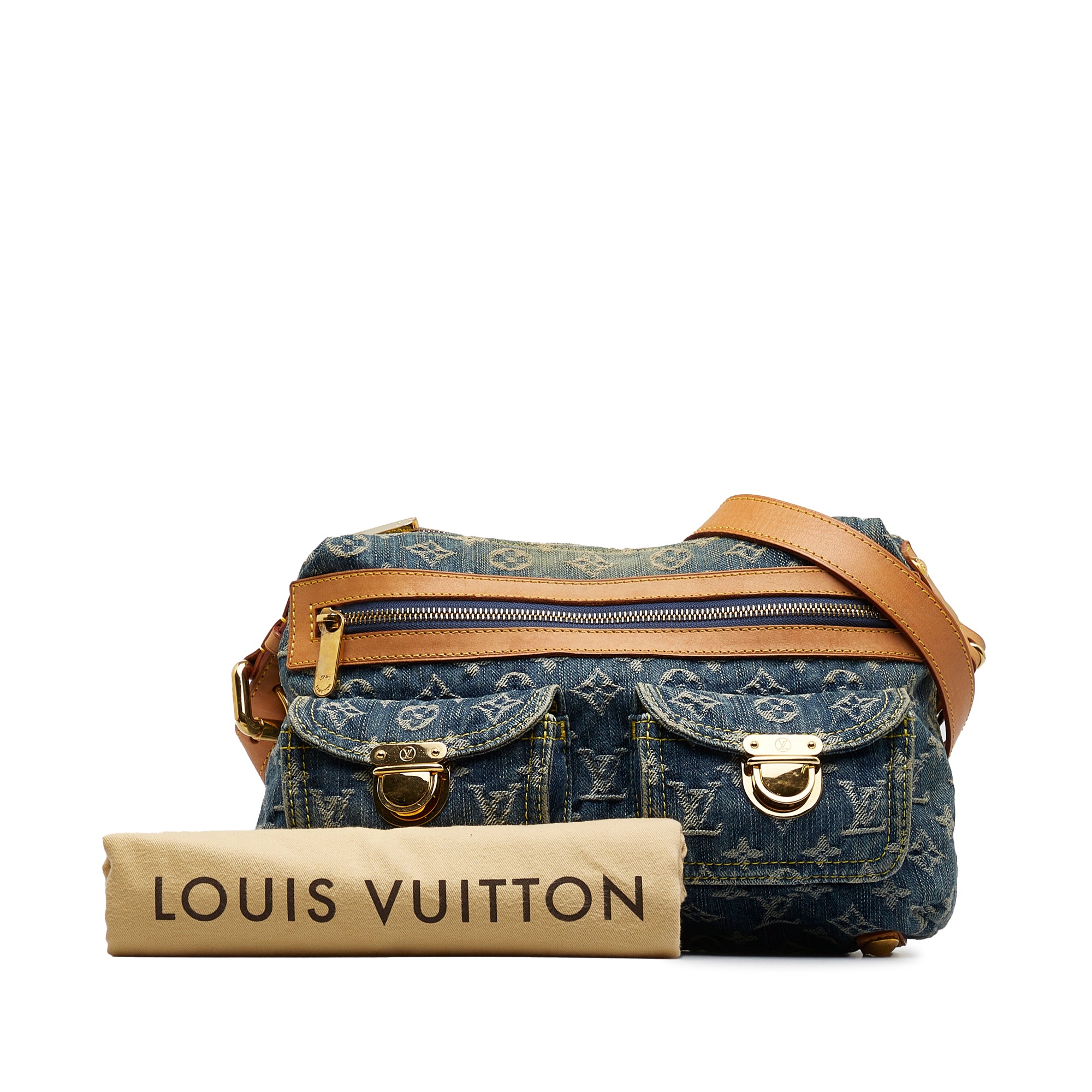Louis Vuitton Monogram Denim Baggy PM Denim Leather Suede Blue