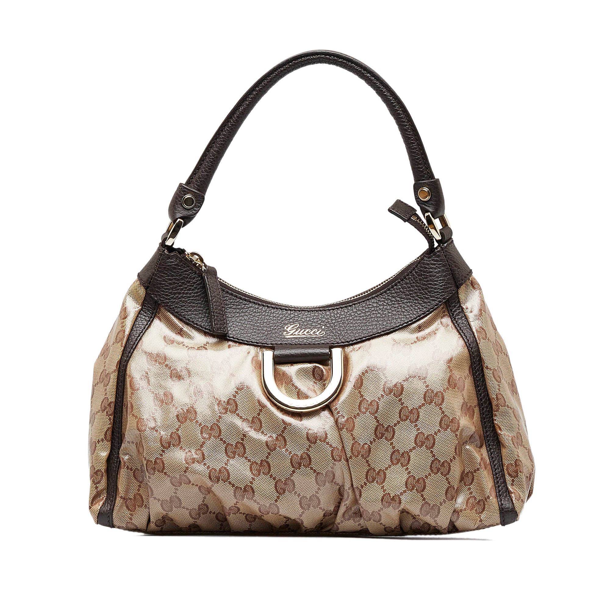 Gucci Brown/Beige GG Canvas D-Ring Baguette Bag Gucci