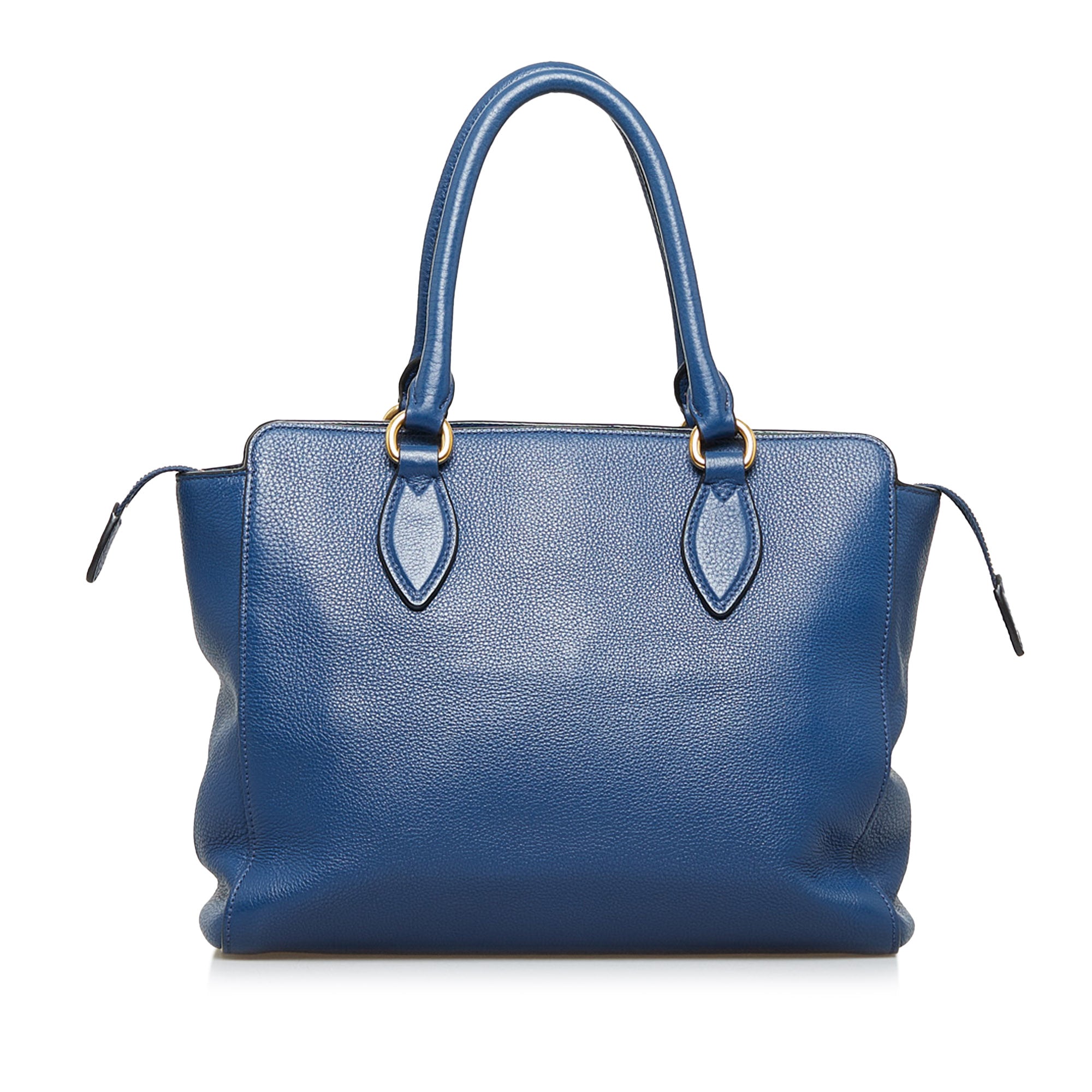 Prada Blue Vitello Daino Canapa Tote