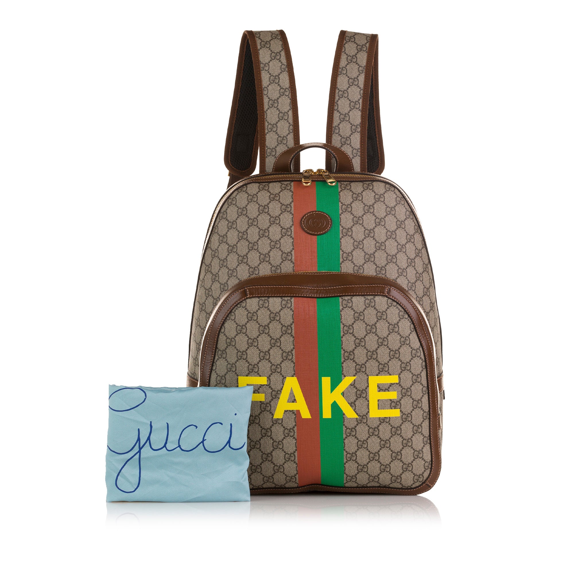 Brown Gucci Medium GG Supreme Fake/Not Backpack