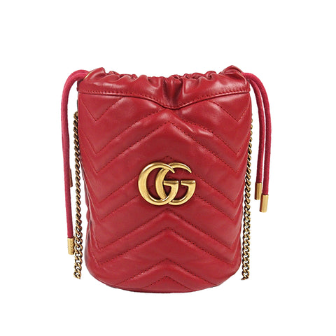 Black Leather GG Marmont Matelassé Mini Bag Spring Closure