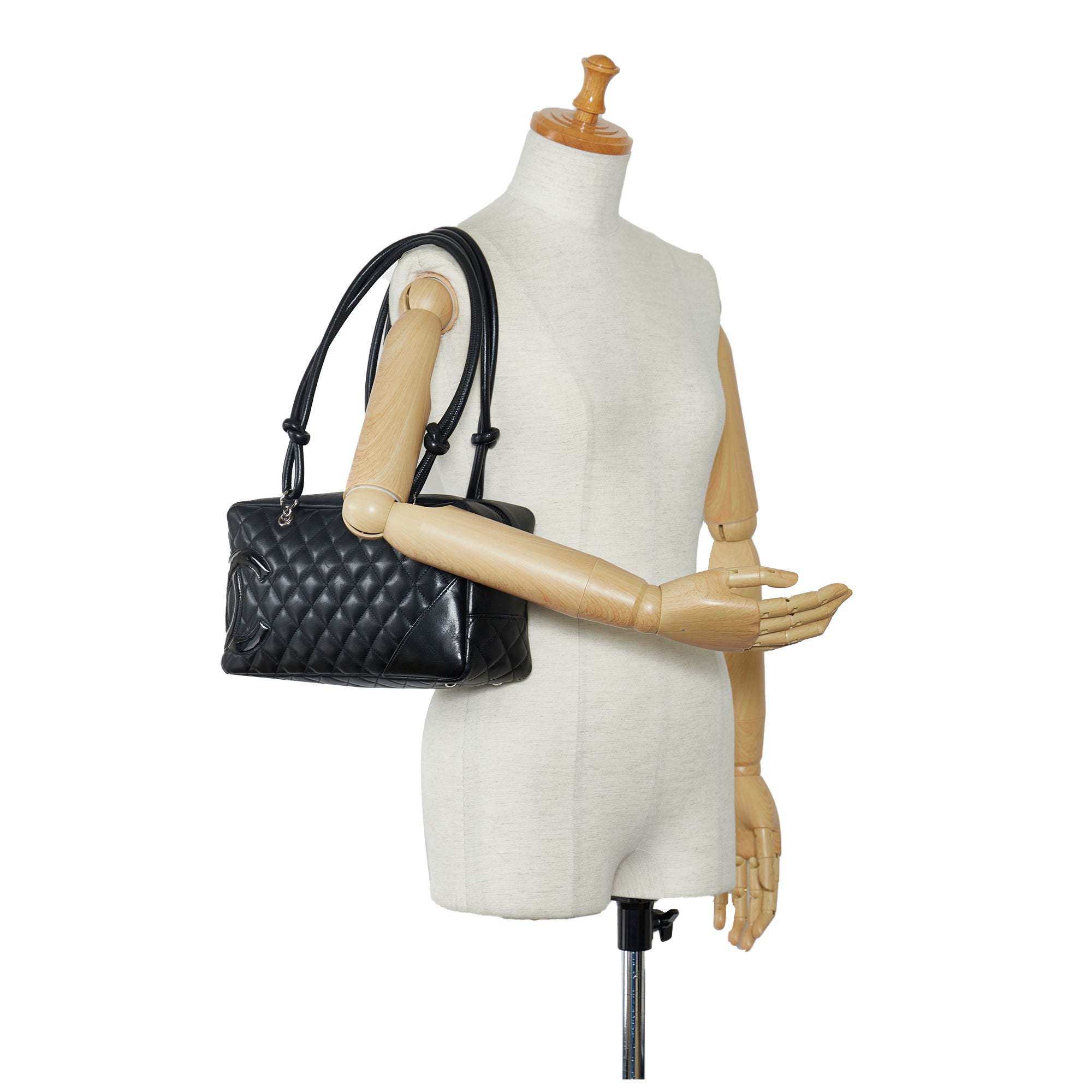 Chanel White Cambon Ligne Shoulder Bag Black Leather ref.602545