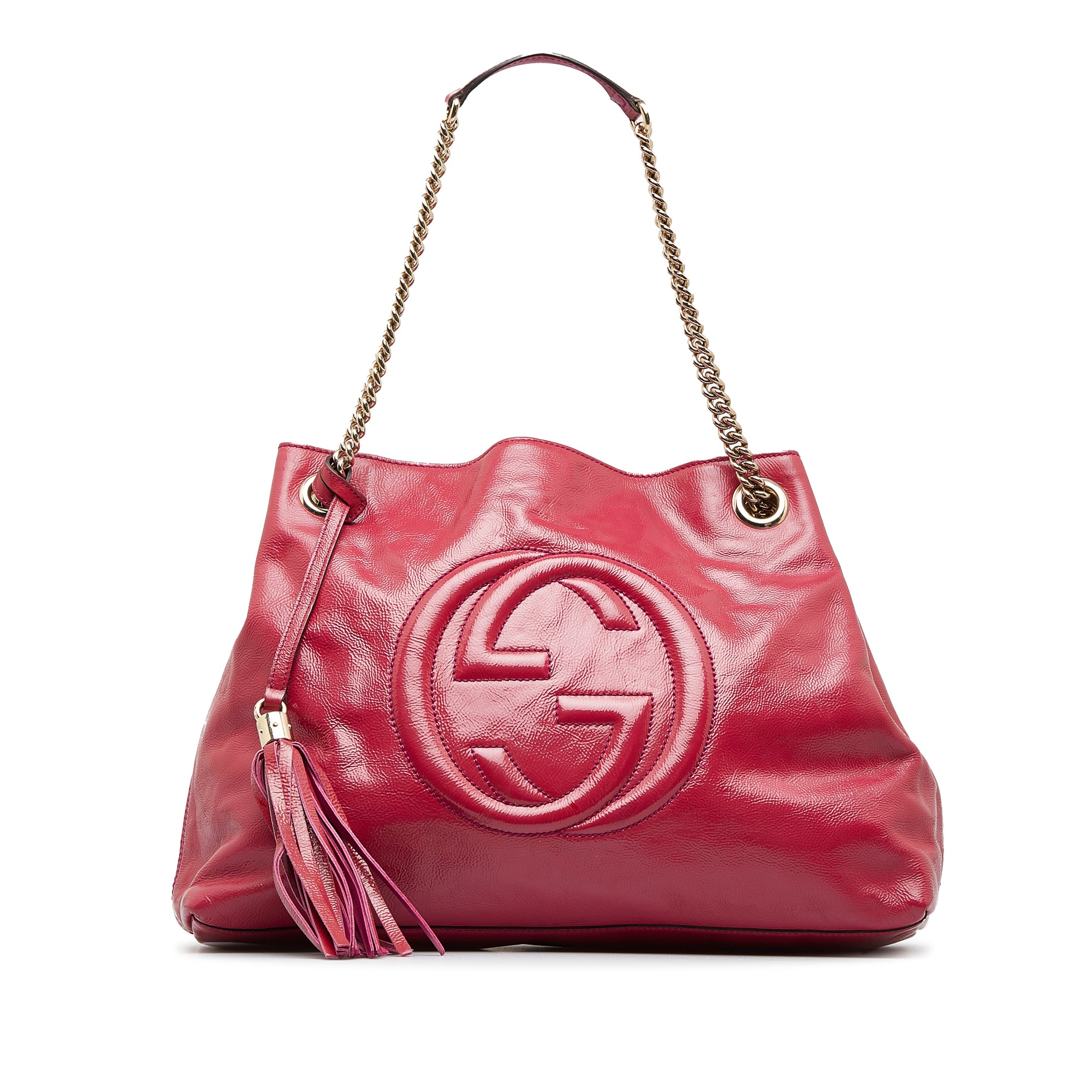 Gucci, Bags, Gucci Handbag Red With Gold Chains