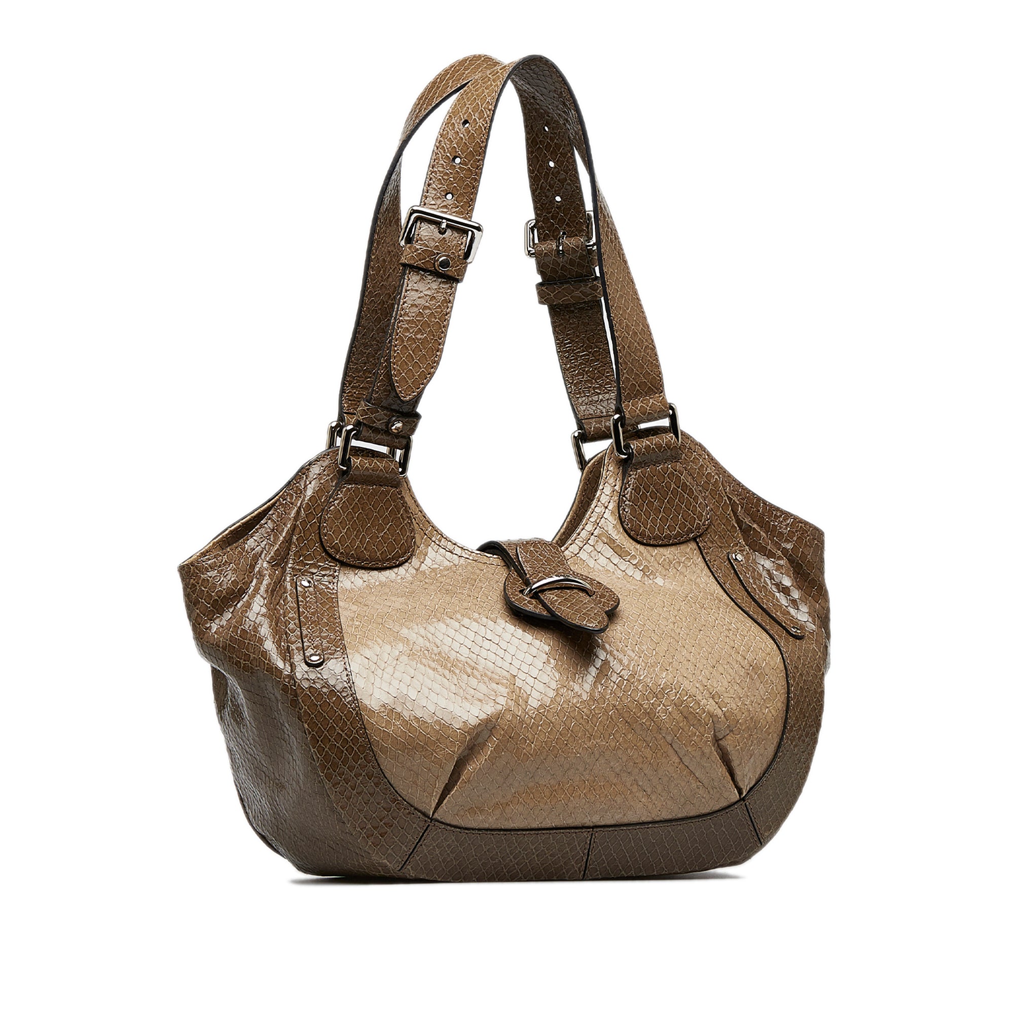 Louis Vuitton limited snake skin hobo shoulder tote beige bag