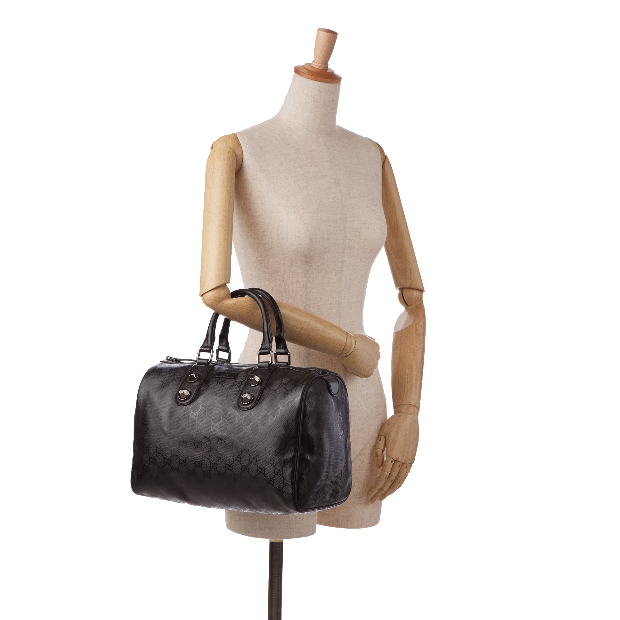 Medium Boston Bag Black Guccissima Leather