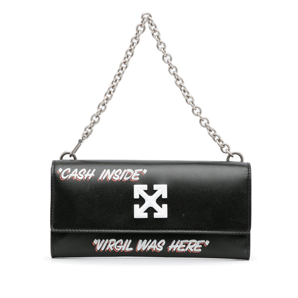 White Off White Jitney Quote Wallet on Chain Baguette