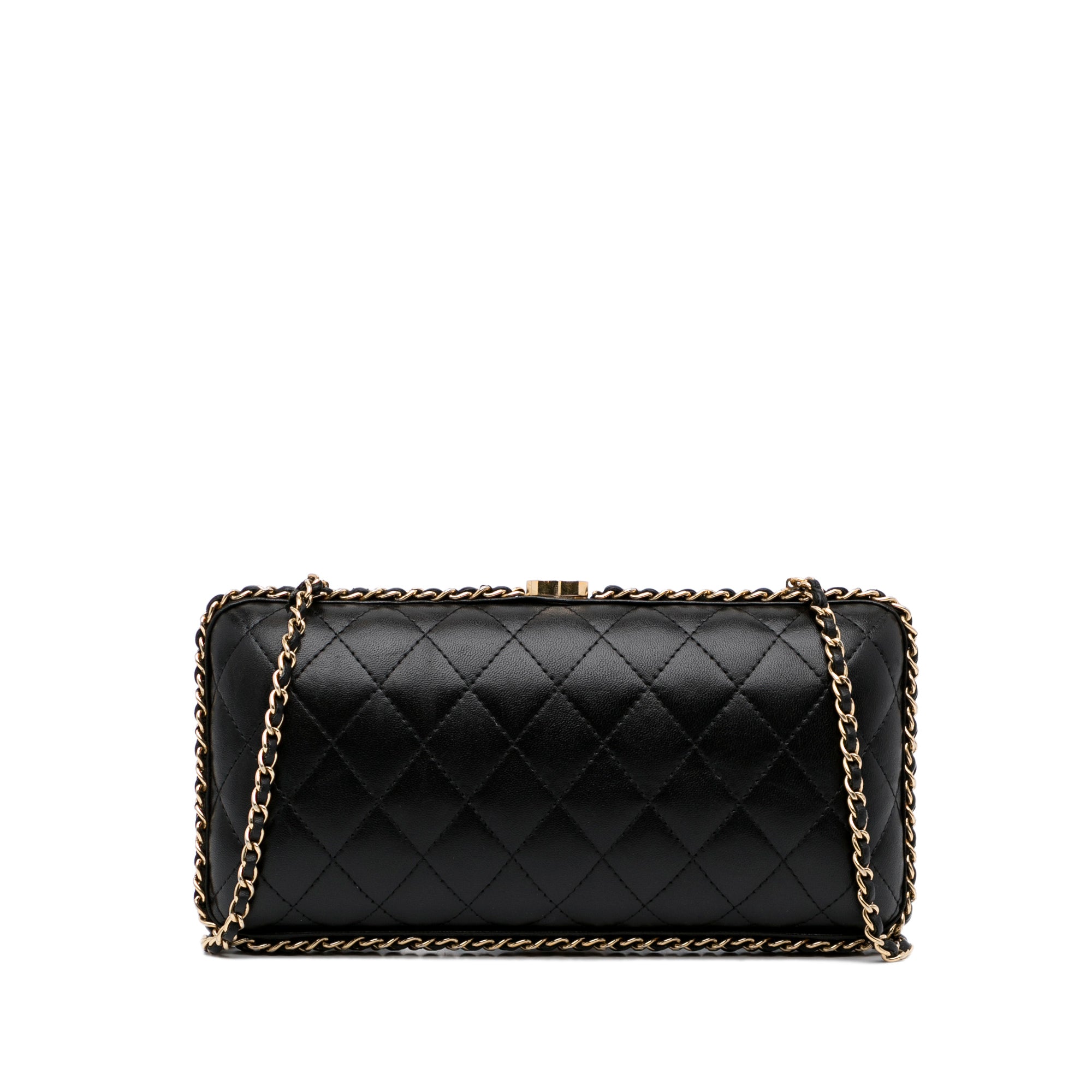 Chanel Black Quilted Leather Chain Around Clutch Chanel