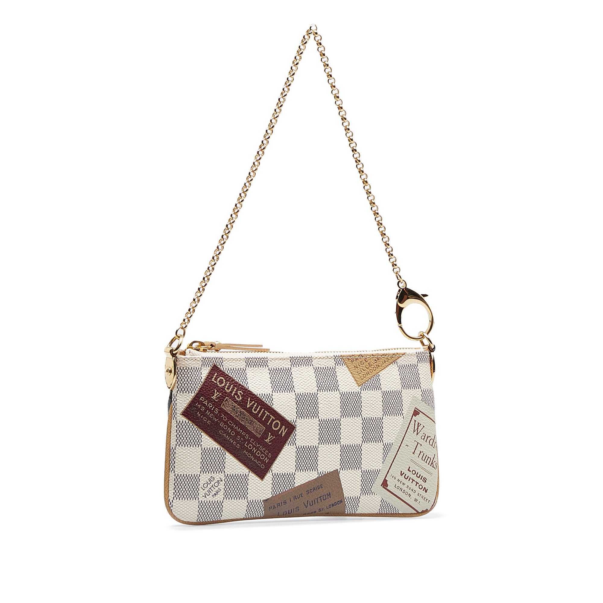 Louis Vuitton Damier Azur Milla Trunks Labels Pochette MM - White Mini  Bags, Handbags - LOU104153