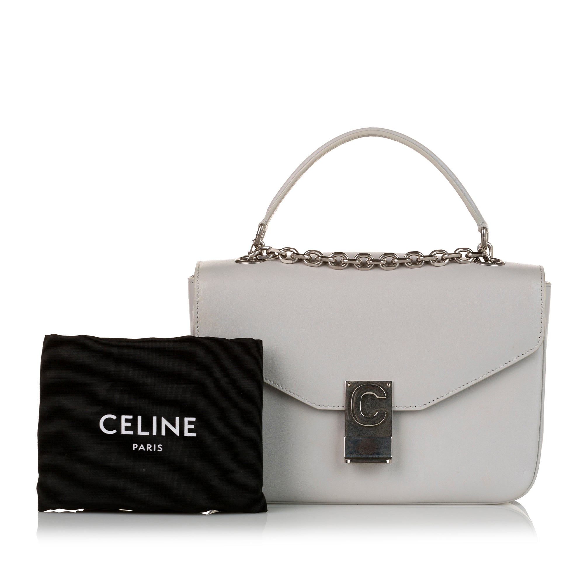 Triomphe chain leather crossbody bag Celine White in Leather