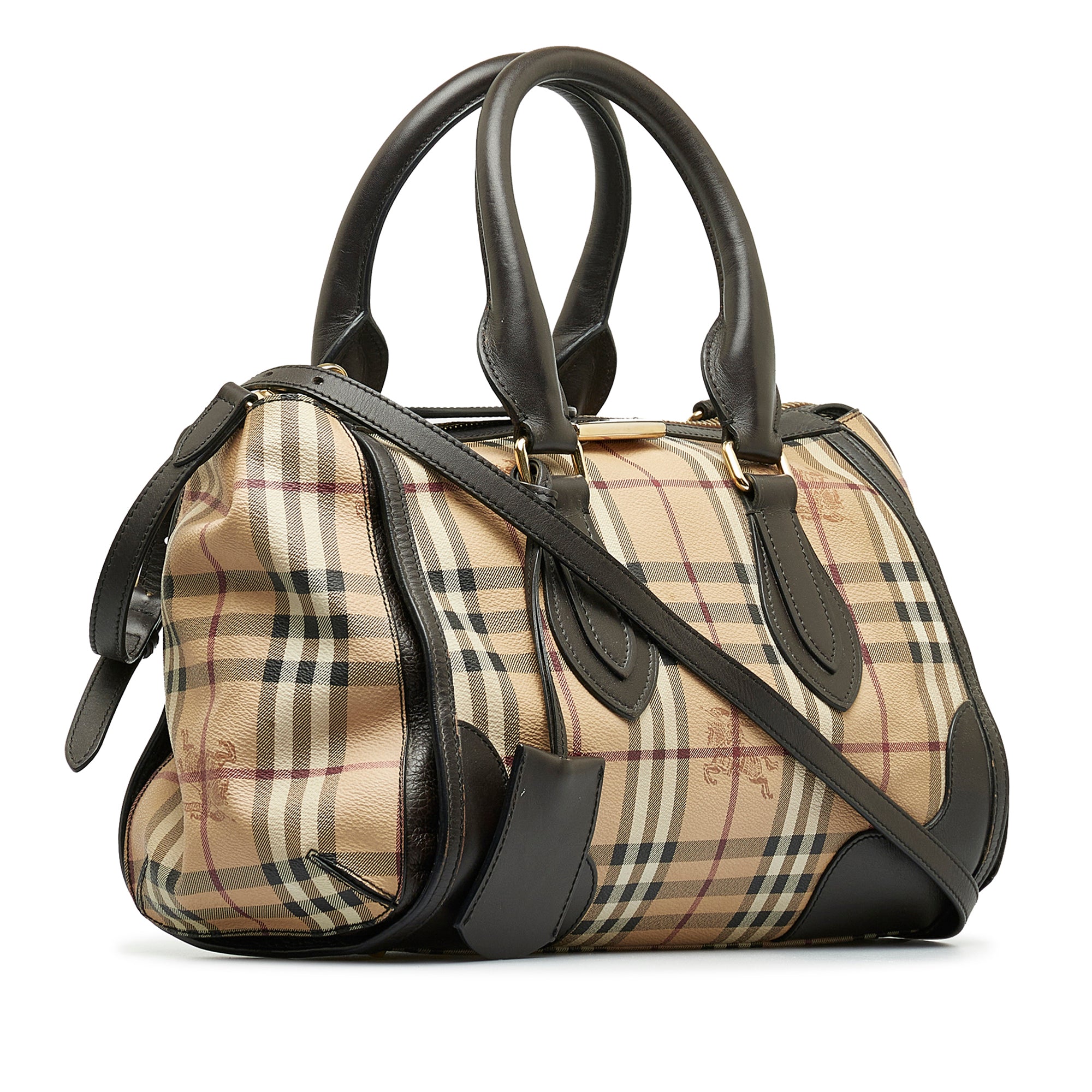 Brown Burberry Haymarket Check Gladstone Satchel – Designer Revival