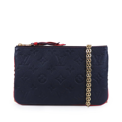 Double zip leather crossbody bag Louis Vuitton Blue in Leather