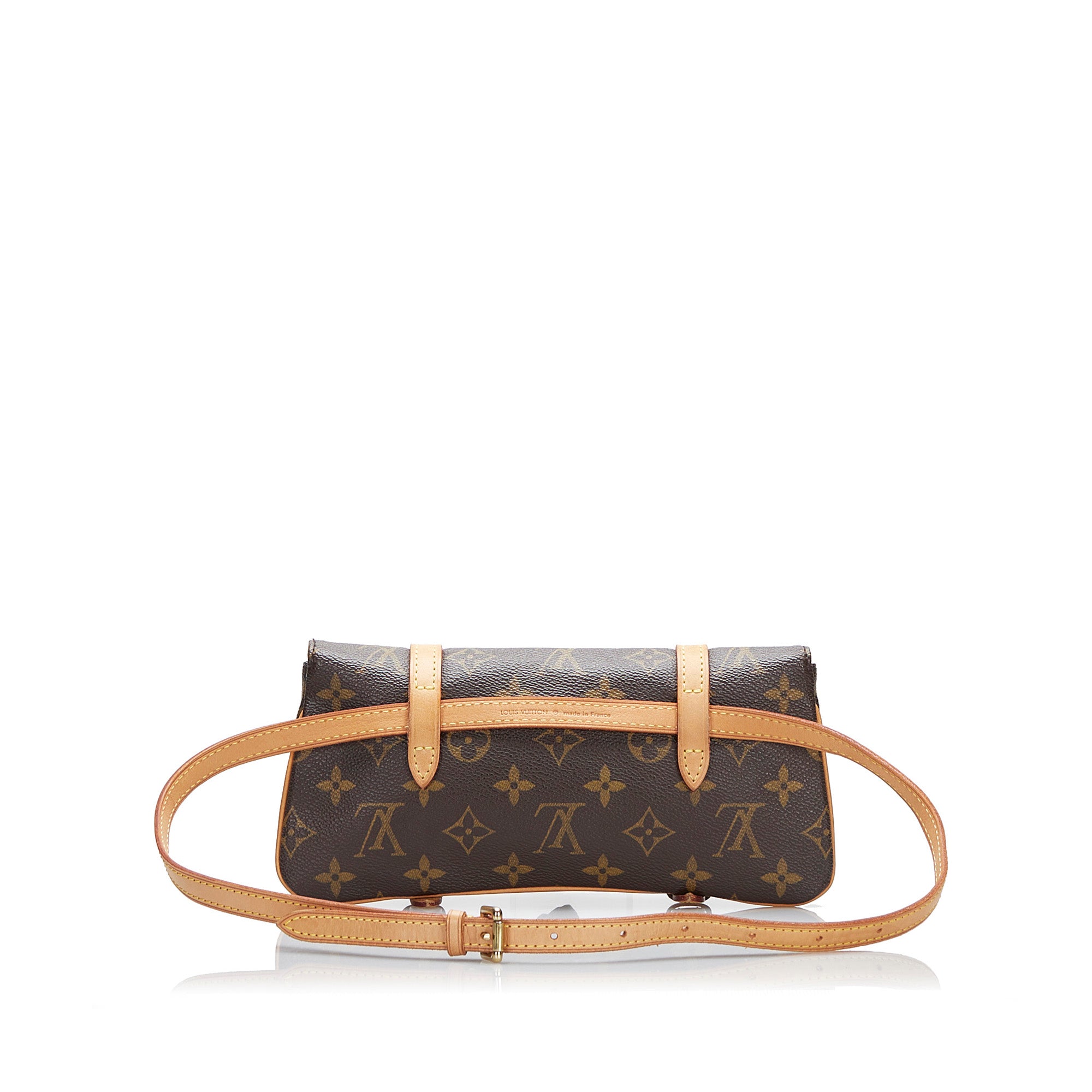 Louis Vuitton Monogram Buckle Flap Pochette Bag Brown