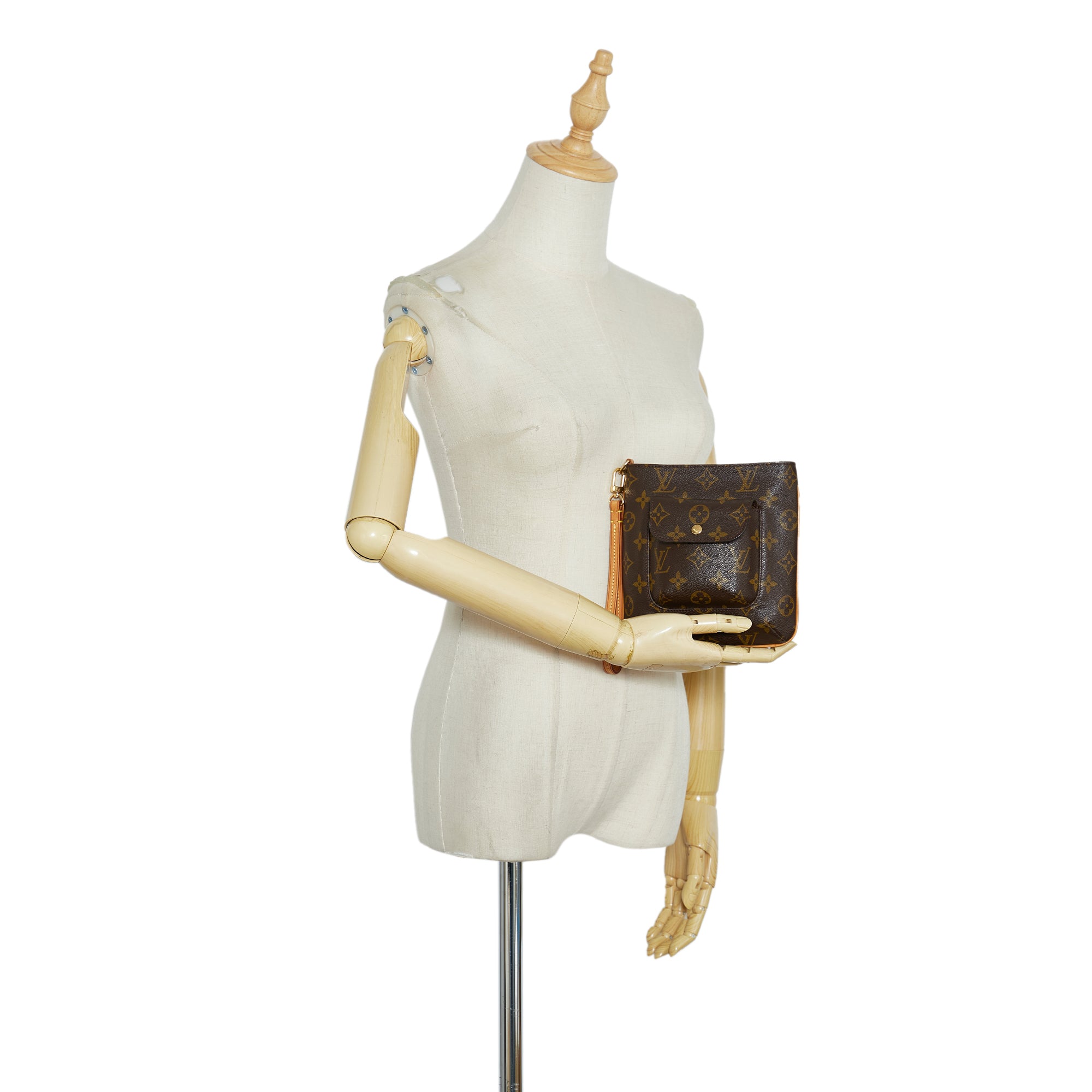 Authentic Louis Vuitton Monogram Partition Clutch Hand Bag Purse